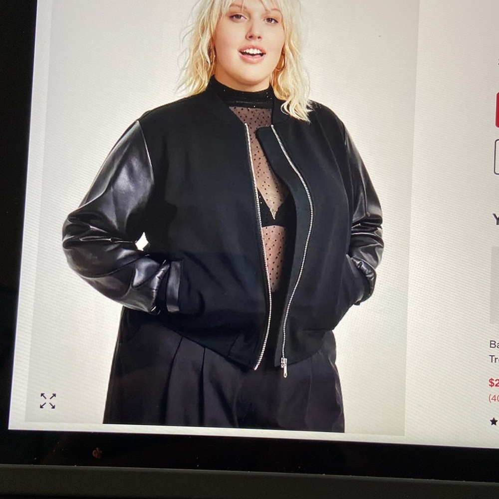 Bar  III Women's Black Bomber Jacket petite large